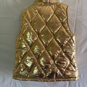 Girls Gold Puff Vest Diamond Design Zip Front Lined (7-8) Faded Glory